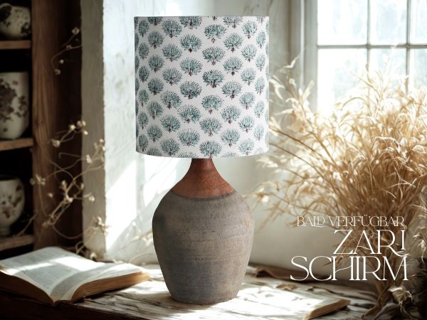 Lampenschirm Zari mit Blockprint &ndash; Charme de Provence
