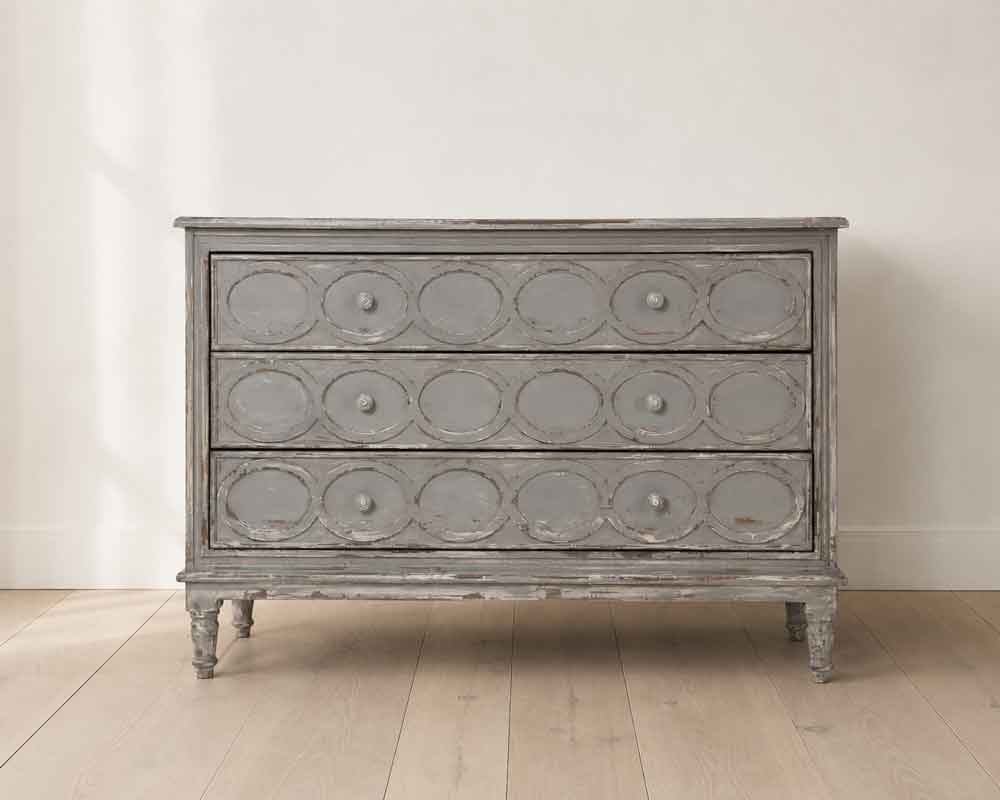 Kommode Steeve mit antikgrauem Vintage-Finish